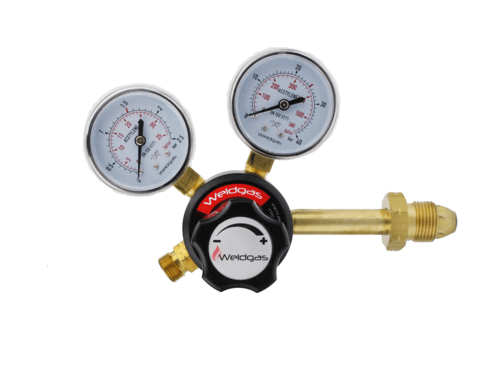 Weldgas Acetylene Side Entry Single Stage 2 Gauge Regulator 1.5 Bar 