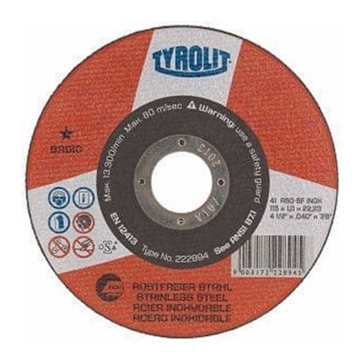 Tyrolit 125mm X 1.0mm Flat Inox Slitting Disc