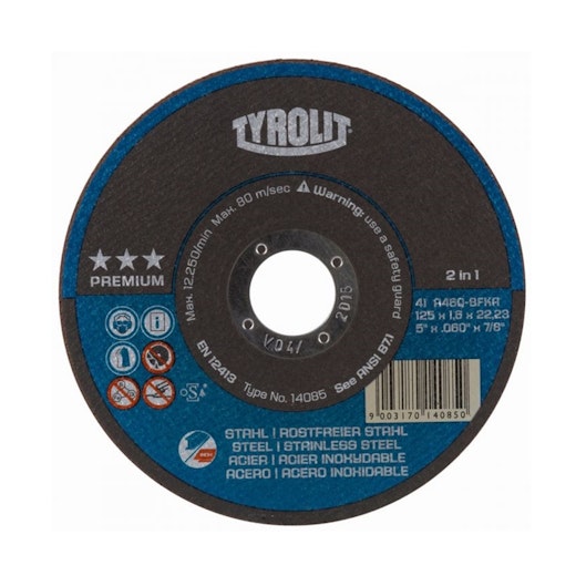 Tyrolit 3 Star 125mm X 1.0mm Inox Slitting Disc