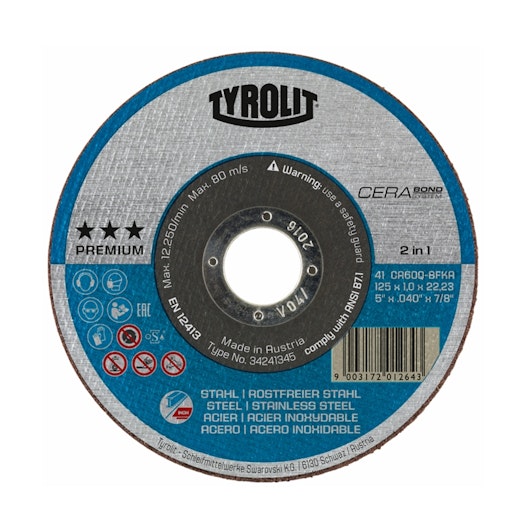 Tyrolit Cerabond 125 X 1.0mm Ceramic Slitting Disc