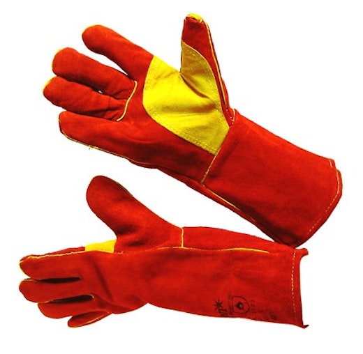 Red Kevlar Stitched Double Palm Welders Gauntlet
